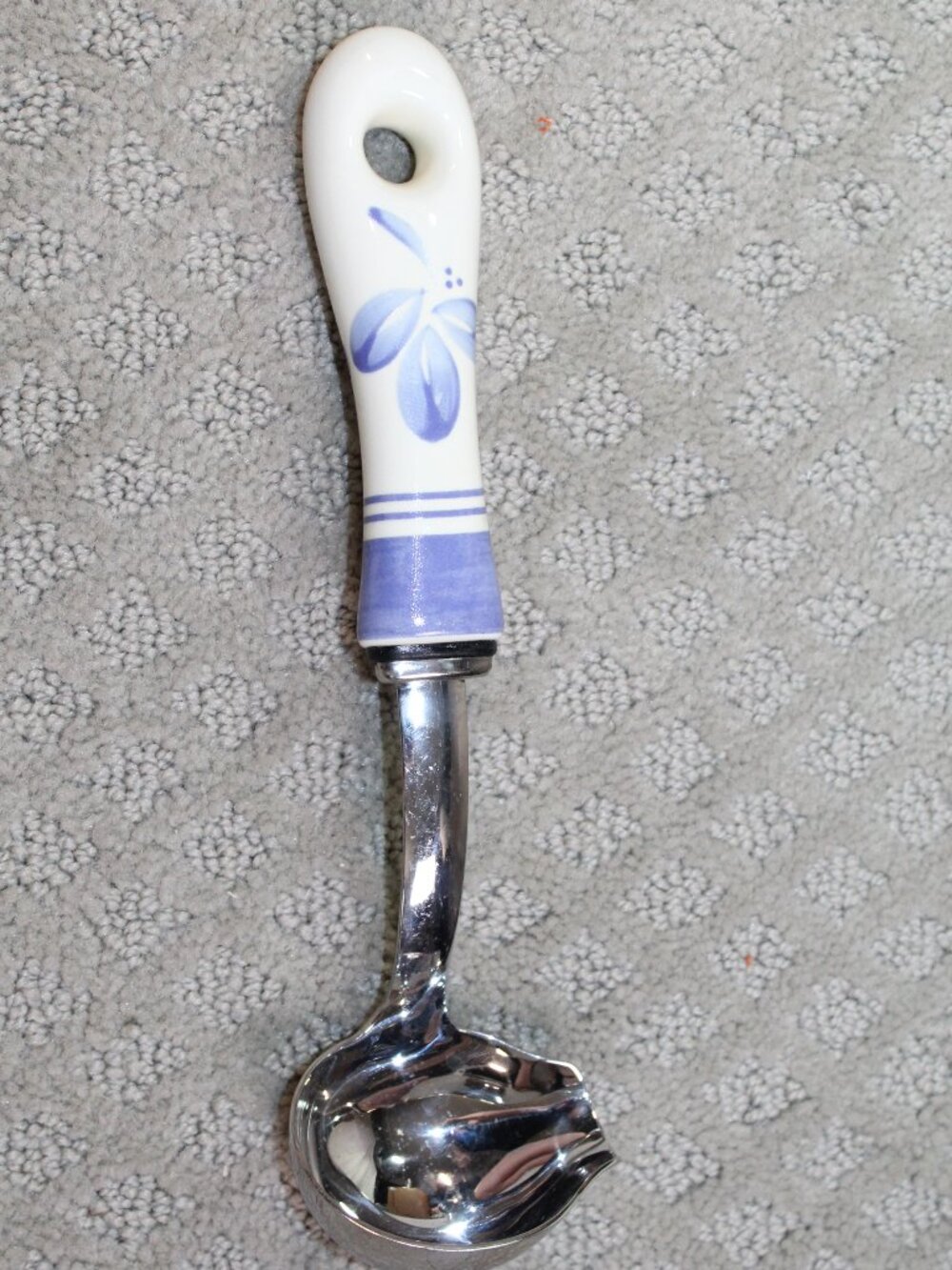 Pfaltzgraff 9.5" Blue White Ceramic Handle Spouted Serving Spoon